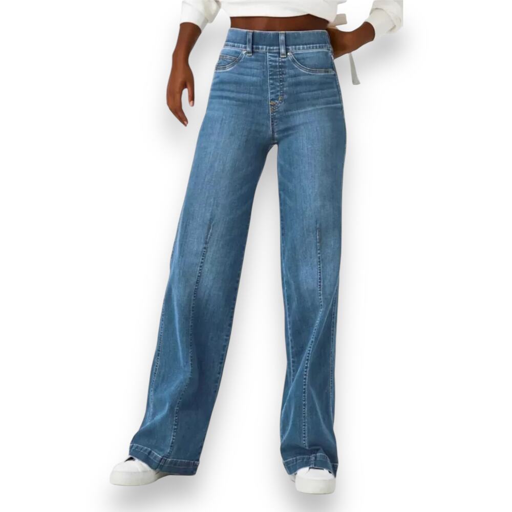 SPANX Blue Flare Wide Leg Denim